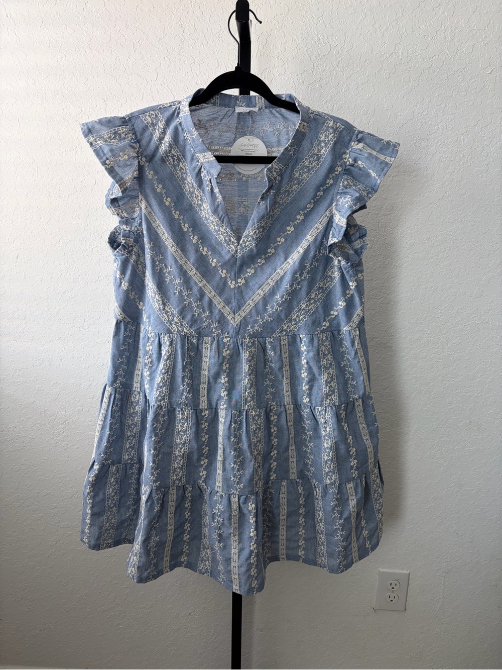 Blue Floral Tiered Dress